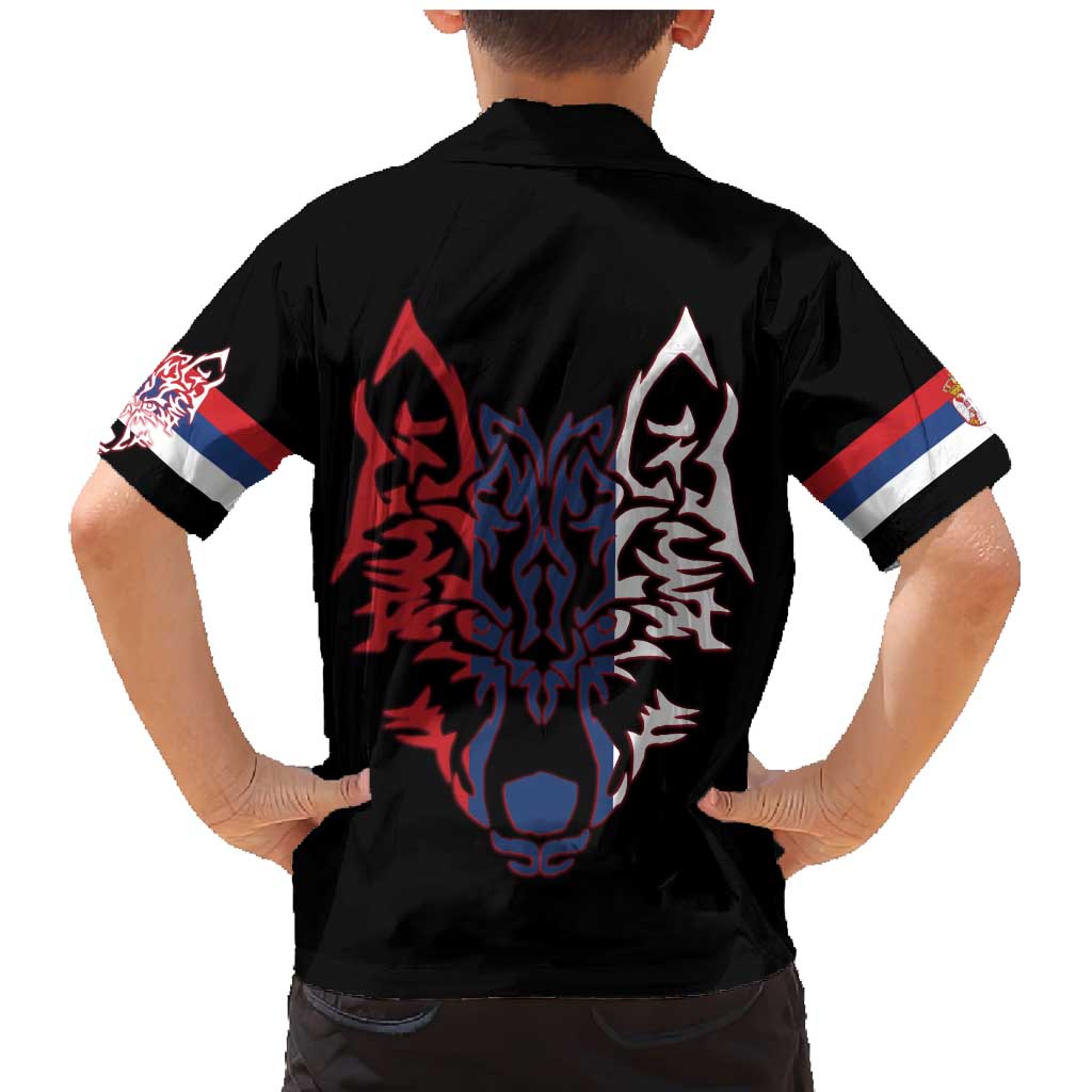 Serbia Family Matching Mermaid Dress and Hawaiian Shirt with Wolf Head Graphic, Howling Wolf, and National Flag Stripes