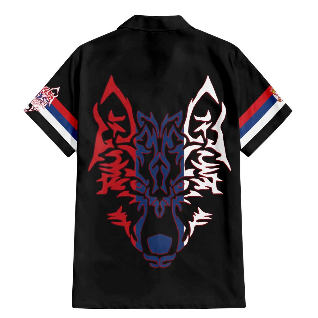 Serbia Family Matching Mermaid Dress and Hawaiian Shirt with Wolf Head Graphic, Howling Wolf, and National Flag Stripes