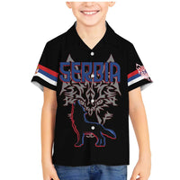 Serbia Family Matching Mermaid Dress and Hawaiian Shirt with Wolf Head Graphic, Howling Wolf, and National Flag Stripes