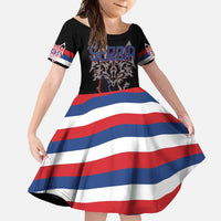 Serbia Family Matching Off Shoulder Maxi Dress and Hawaiian Shirt with Wolf Head Graphic, Howling Wolf, and National Flag Stripes
