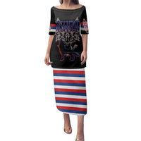 Serbia Family Matching Puletasi and Hawaiian Shirt with Wolf Head Graphic, Howling Wolf, and National Flag Stripes