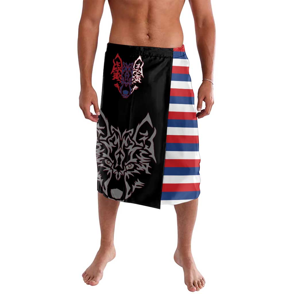 Serbia Lavalava with Wolf Head Graphic, Howling Wolf, and National Flag Stripes