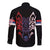 Serbia Long Sleeve Button Shirt with Wolf Head Graphic, Howling Wolf, and National Flag Stripes