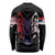 Serbia Long Sleeve Shirt with Wolf Head Graphic, Howling Wolf, and National Flag Stripes