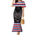 Serbia Mermaid Dress with Wolf Head Graphic, Howling Wolf, and National Flag Stripes