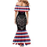 Serbia Mermaid Dress with Wolf Head Graphic, Howling Wolf, and National Flag Stripes