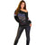 Serbia Off Shoulder Sweater with Wolf Head Graphic, Howling Wolf, and National Flag Stripes