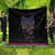Serbia Quilt with Wolf Head Graphic, Howling Wolf, and National Flag Stripes