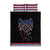 Serbia Quilt Bed Set with Wolf Head Graphic, Howling Wolf, and National Flag Stripes
