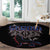 Serbia Round Carpet with Wolf Head Graphic, Howling Wolf, and National Flag Stripes
