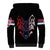 Serbia Sherpa Hoodie with Wolf Head Graphic, Howling Wolf, and National Flag Stripes