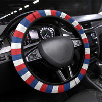 Serbia Steering Wheel Cover with Wolf Head Graphic, Howling Wolf, and National Flag Stripes