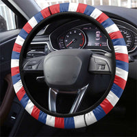Serbia Steering Wheel Cover with Wolf Head Graphic, Howling Wolf, and National Flag Stripes