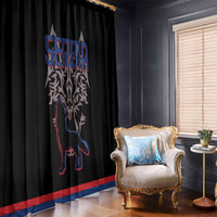 Serbia Window Curtain with Wolf Head Graphic, Howling Wolf, and National Flag Stripes