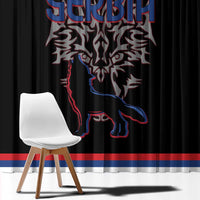 Serbia Window Curtain with Wolf Head Graphic, Howling Wolf, and National Flag Stripes