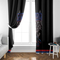 Serbia Window Curtain with Wolf Head Graphic, Howling Wolf, and National Flag Stripes