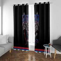 Serbia Window Curtain with Wolf Head Graphic, Howling Wolf, and National Flag Stripes
