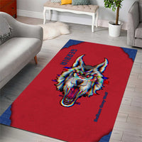 Serbia Area Rug with Balkan Gray Wolf, Claw Marks, and Flag Sleeve Design