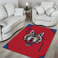 Serbia Area Rug with Balkan Gray Wolf, Claw Marks, and Flag Sleeve Design