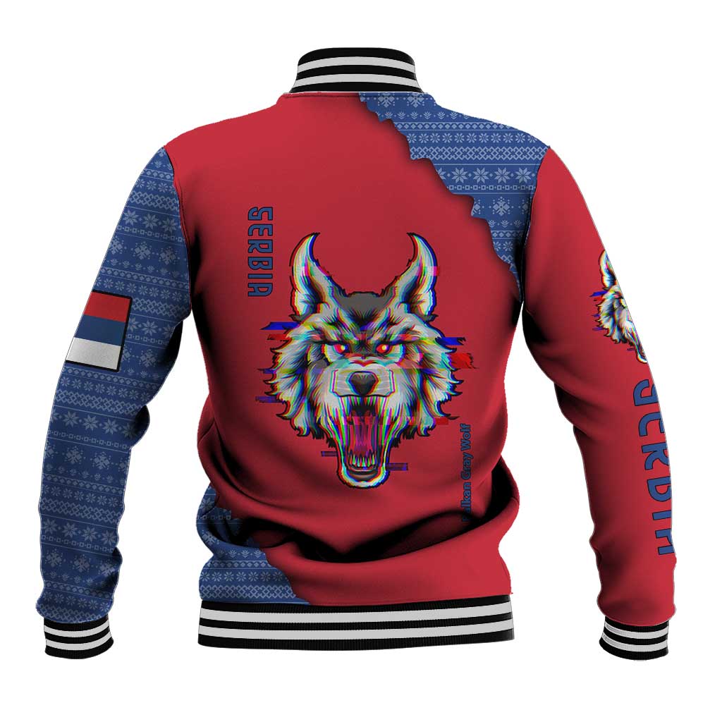 Serbia Baseball Jacket with Balkan Gray Wolf, Claw Marks, and Flag Sleeve Design