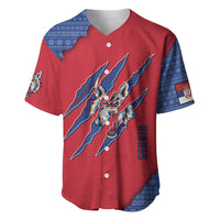 Serbia Baseball Jersey with Balkan Gray Wolf, Claw Marks, and Flag Sleeve Design