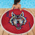 Serbia Beach Blanket with Balkan Gray Wolf, Claw Marks, and Flag Sleeve Design