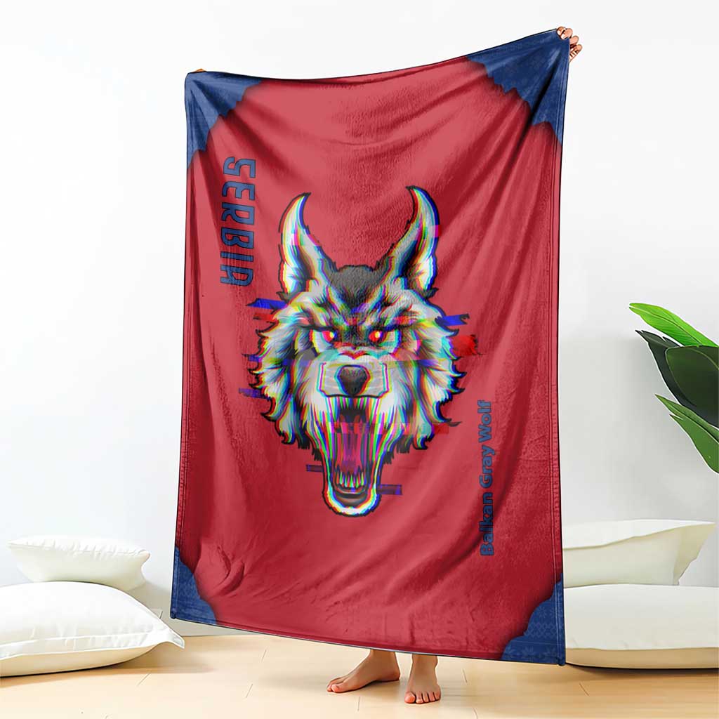 Serbia Blanket with Balkan Gray Wolf, Claw Marks, and Flag Sleeve Design