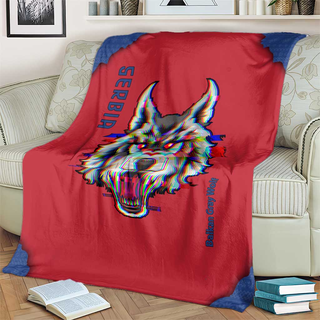 Serbia Blanket with Balkan Gray Wolf, Claw Marks, and Flag Sleeve Design