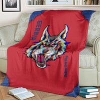 Serbia Blanket with Balkan Gray Wolf, Claw Marks, and Flag Sleeve Design