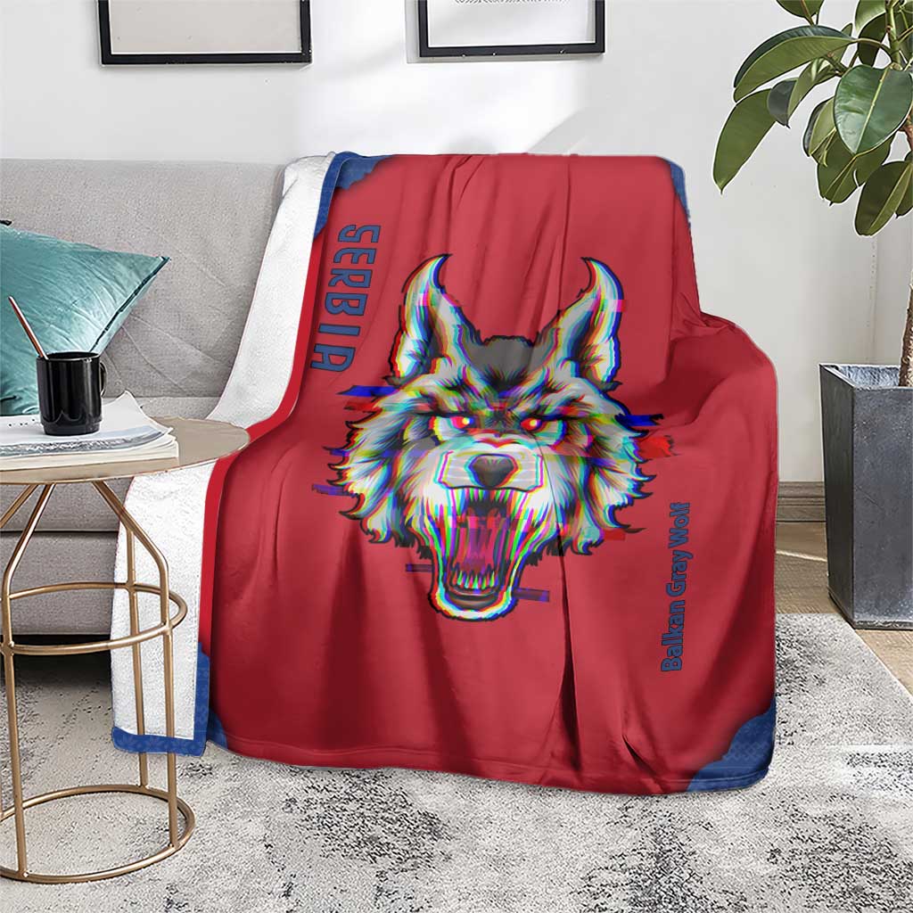 Serbia Blanket with Balkan Gray Wolf, Claw Marks, and Flag Sleeve Design