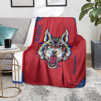 Serbia Blanket with Balkan Gray Wolf, Claw Marks, and Flag Sleeve Design