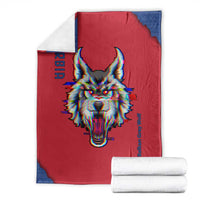 Serbia Blanket with Balkan Gray Wolf, Claw Marks, and Flag Sleeve Design