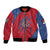 Serbia Bomber Jacket with Balkan Gray Wolf, Claw Marks, and Flag Sleeve Design