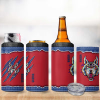 Serbia 4 in 1 Can Cooler Tumbler with Balkan Gray Wolf, Claw Marks, and Flag Sleeve Design