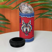 Serbia 4 in 1 Can Cooler Tumbler with Balkan Gray Wolf, Claw Marks, and Flag Sleeve Design