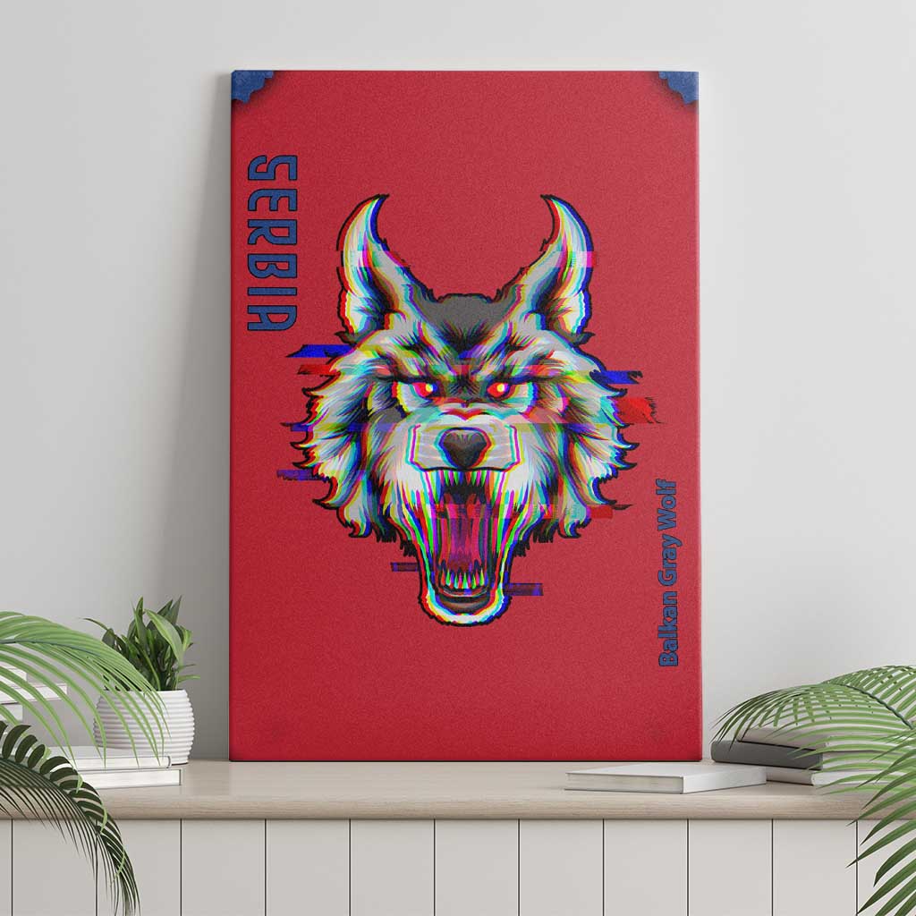 Serbia Canvas Wall Art with Balkan Gray Wolf, Claw Marks, and Flag Sleeve Design
