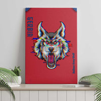 Serbia Canvas Wall Art with Balkan Gray Wolf, Claw Marks, and Flag Sleeve Design