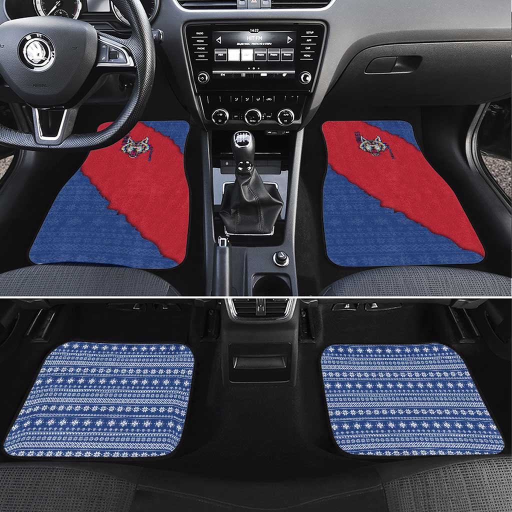 Serbia Car Mats with Balkan Gray Wolf, Claw Marks, and Flag Sleeve Design