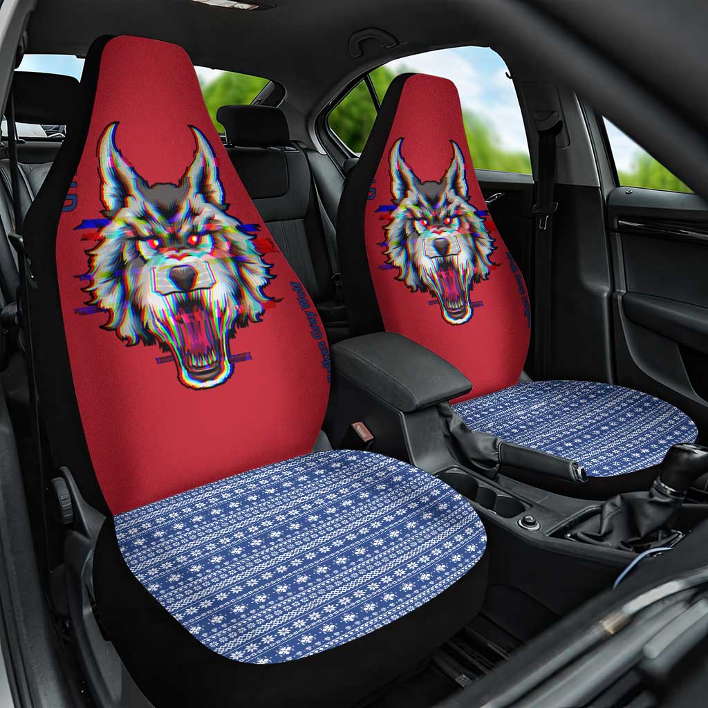 Serbia Car Seat Cover with Balkan Gray Wolf, Claw Marks, and Flag Sleeve Design