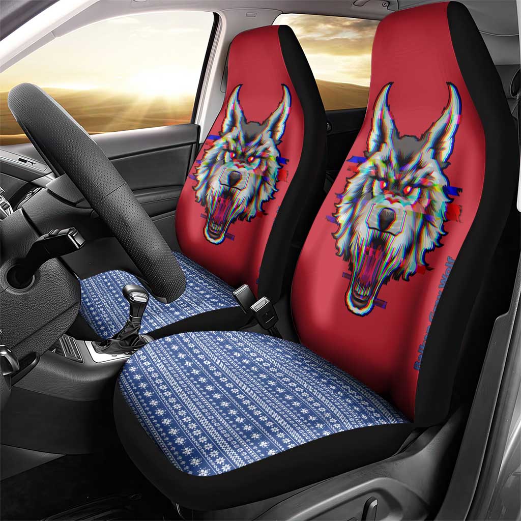Serbia Car Seat Cover with Balkan Gray Wolf, Claw Marks, and Flag Sleeve Design