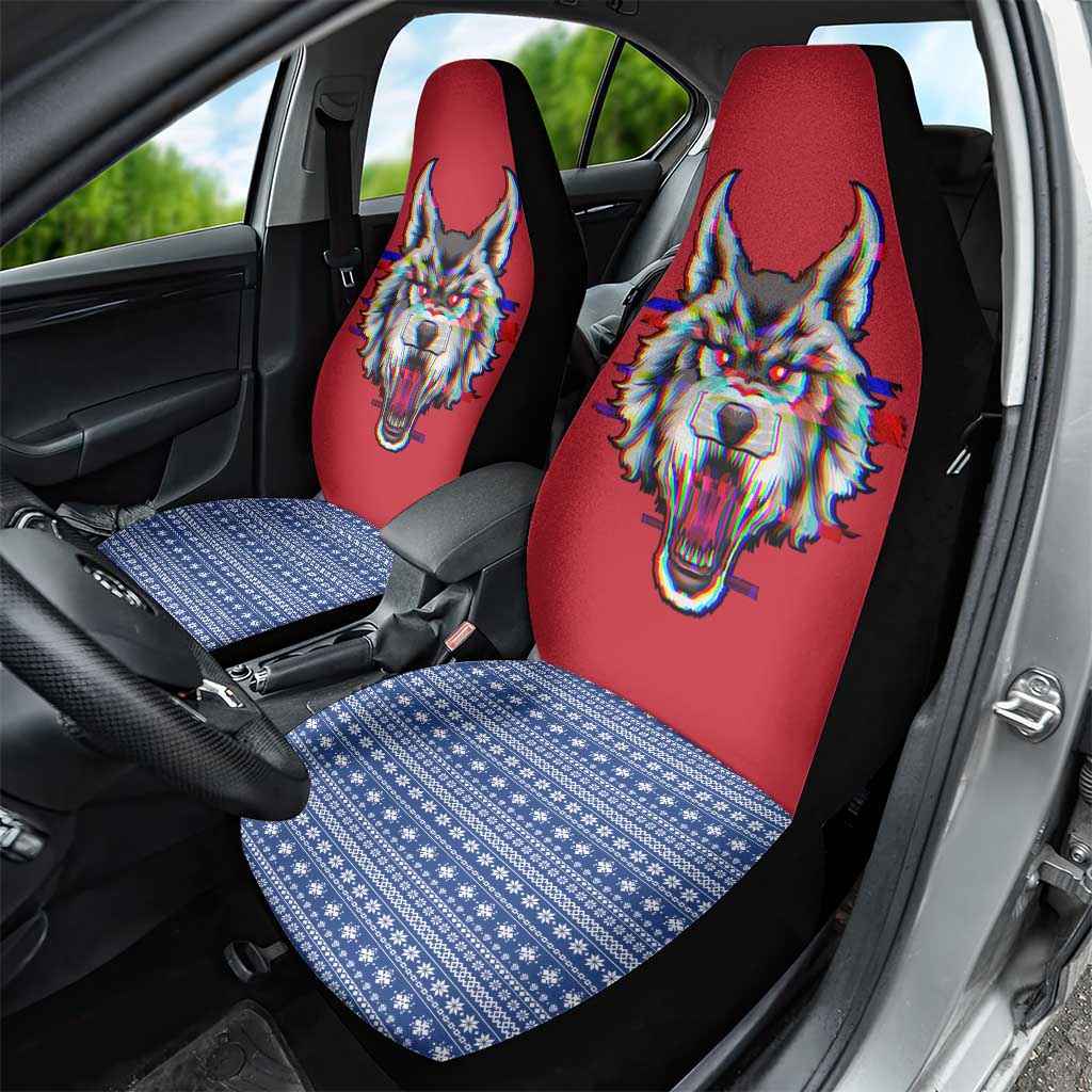 Serbia Car Seat Cover with Balkan Gray Wolf, Claw Marks, and Flag Sleeve Design