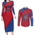 Serbia Couples Matching Long Sleeve Bodycon Dress and Long Sleeve Button Shirt with Balkan Gray Wolf, Claw Marks, and Flag Sleeve Design