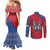 Serbia Couples Matching Mermaid Dress and Long Sleeve Button Shirt with Balkan Gray Wolf, Claw Marks, and Flag Sleeve Design