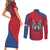 Serbia Couples Matching Short Sleeve Bodycon Dress and Long Sleeve Button Shirt with Balkan Gray Wolf, Claw Marks, and Flag Sleeve Design