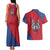 Serbia Couples Matching Tank Maxi Dress and Hawaiian Shirt with Balkan Gray Wolf, Claw Marks, and Flag Sleeve Design