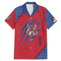 Serbia Family Matching Mermaid Dress and Hawaiian Shirt with Balkan Gray Wolf, Claw Marks, and Flag Sleeve Design