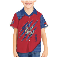 Serbia Family Matching Mermaid Dress and Hawaiian Shirt with Balkan Gray Wolf, Claw Marks, and Flag Sleeve Design