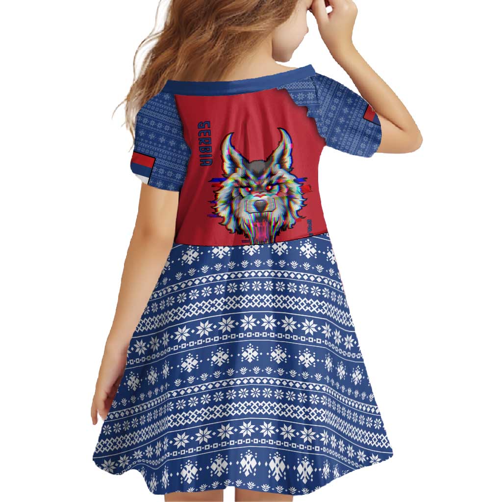 Serbia Family Matching Off Shoulder Maxi Dress and Hawaiian Shirt with Balkan Gray Wolf, Claw Marks, and Flag Sleeve Design