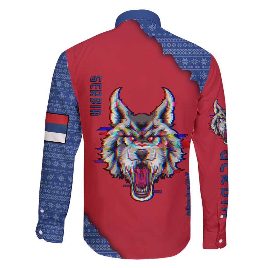 Serbia Family Matching Short Sleeve Bodycon Dress and Hawaiian Shirt with Balkan Gray Wolf, Claw Marks, and Flag Sleeve Design