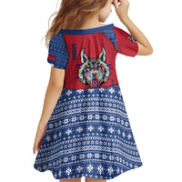 Serbia Family Matching Summer Maxi Dress and Hawaiian Shirt with Balkan Gray Wolf, Claw Marks, and Flag Sleeve Design